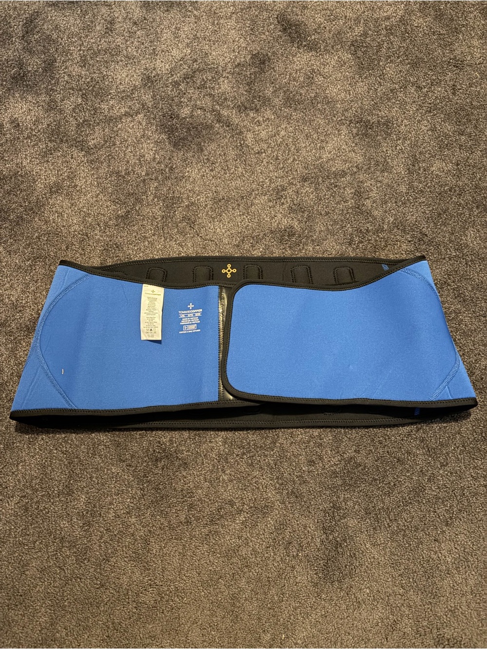 TOMMIE COPPER ADJUSTABLE COMPRESSION BACK BRACE Unisex Size L/XL  BLACK / BLUE